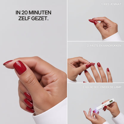 Lashthing press-on nagels - In 20 minuten zelf gezet: kies je maat, paste en aandrukken, 60-90 sec. onder de lamp