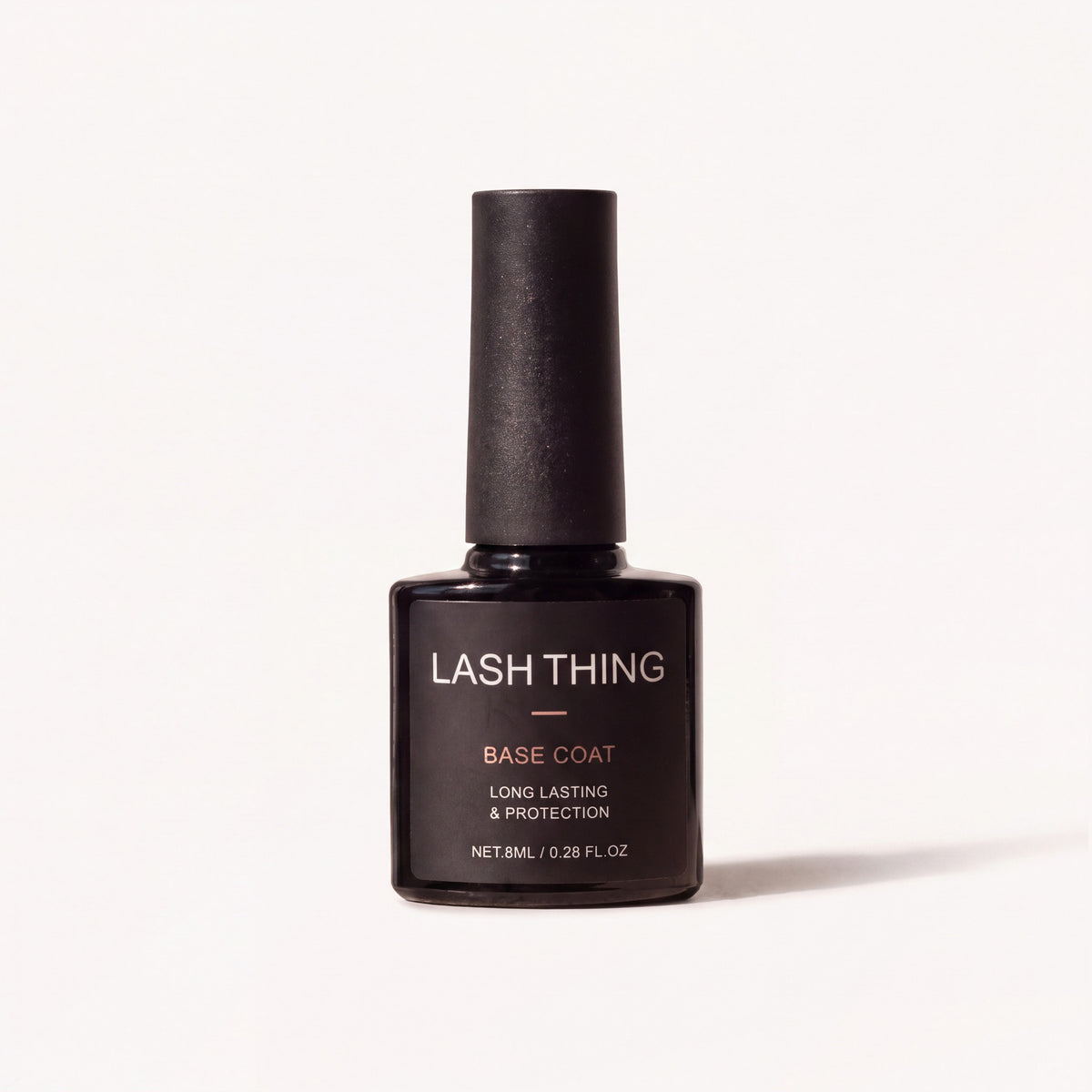 Lashthing Nail Basecoat 8 ml, vooraanzicht van het label: Long lasting & protection