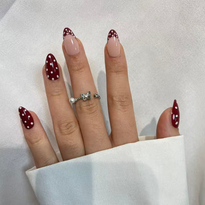 Lashthing press-on nagels Burgundy Polka (Short Almond) - foto 2