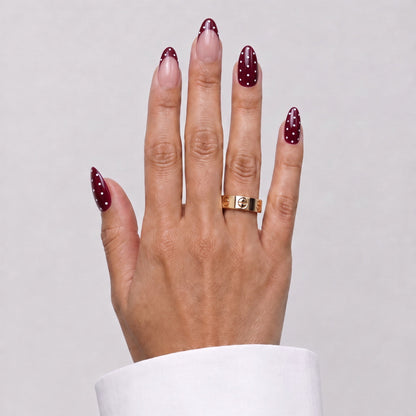Lashthing press-on nagels Burgundy Polka (Short Almond) - hoofdfoto